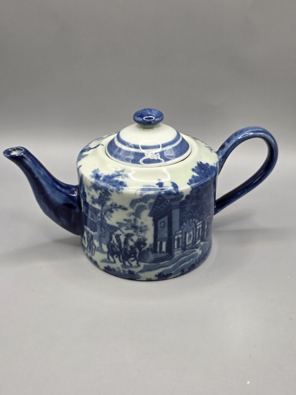 Vintage Victoria Ware Ironstone Flow Blue Teapot English Village Transferware